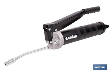 Cofan – Bomba de Engrase Profesional de Doble Pistón | Alta Presión 6000 PSI | Capacidad 400 g | Uso Intensivo y Volumen Elevado